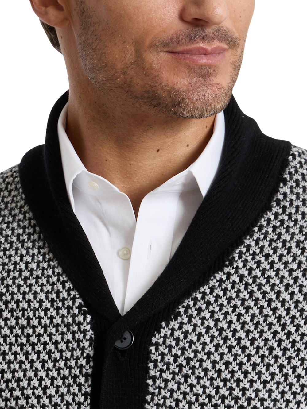 Alternate Shot of Men's black/white  Knitwear  - 2