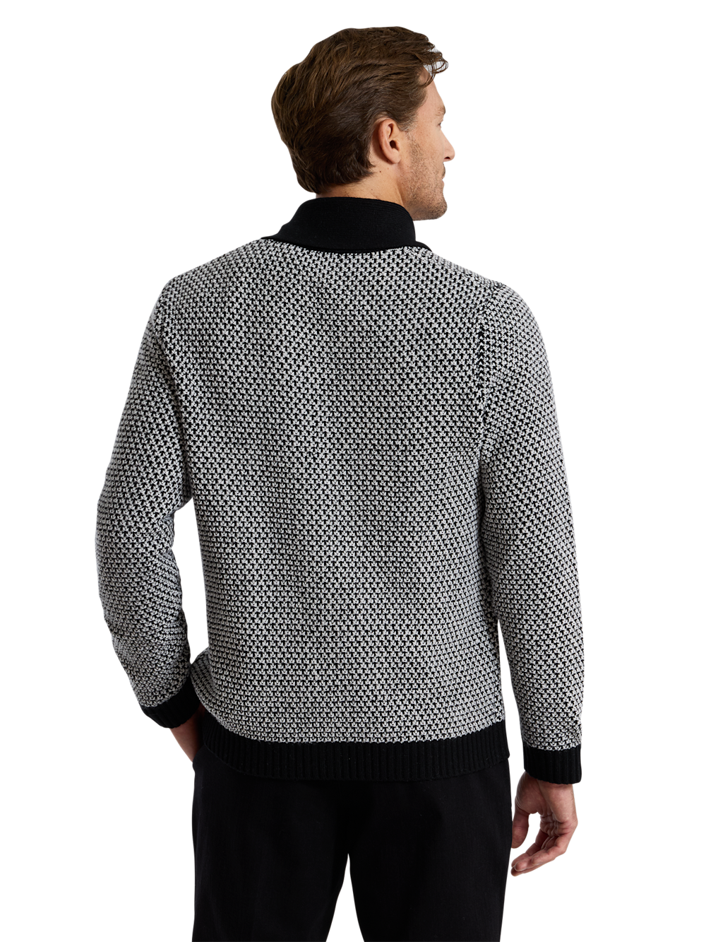 Alternate Shot of Men's black/white  Knitwear  - 3