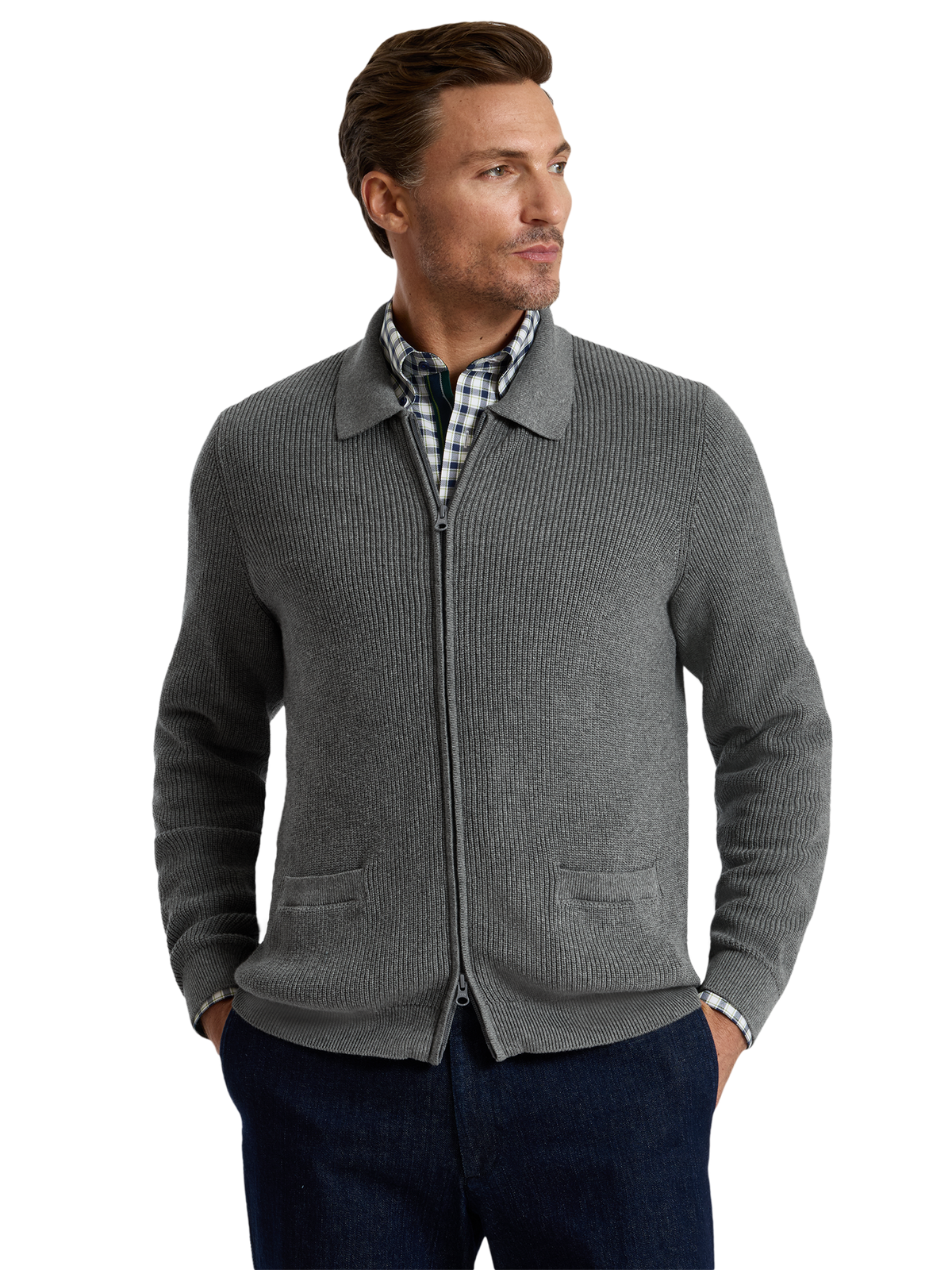 Alternate Shot of Men's grey  Knitwear 