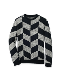 Cotton Crew Neck Sweater - Black/Grey