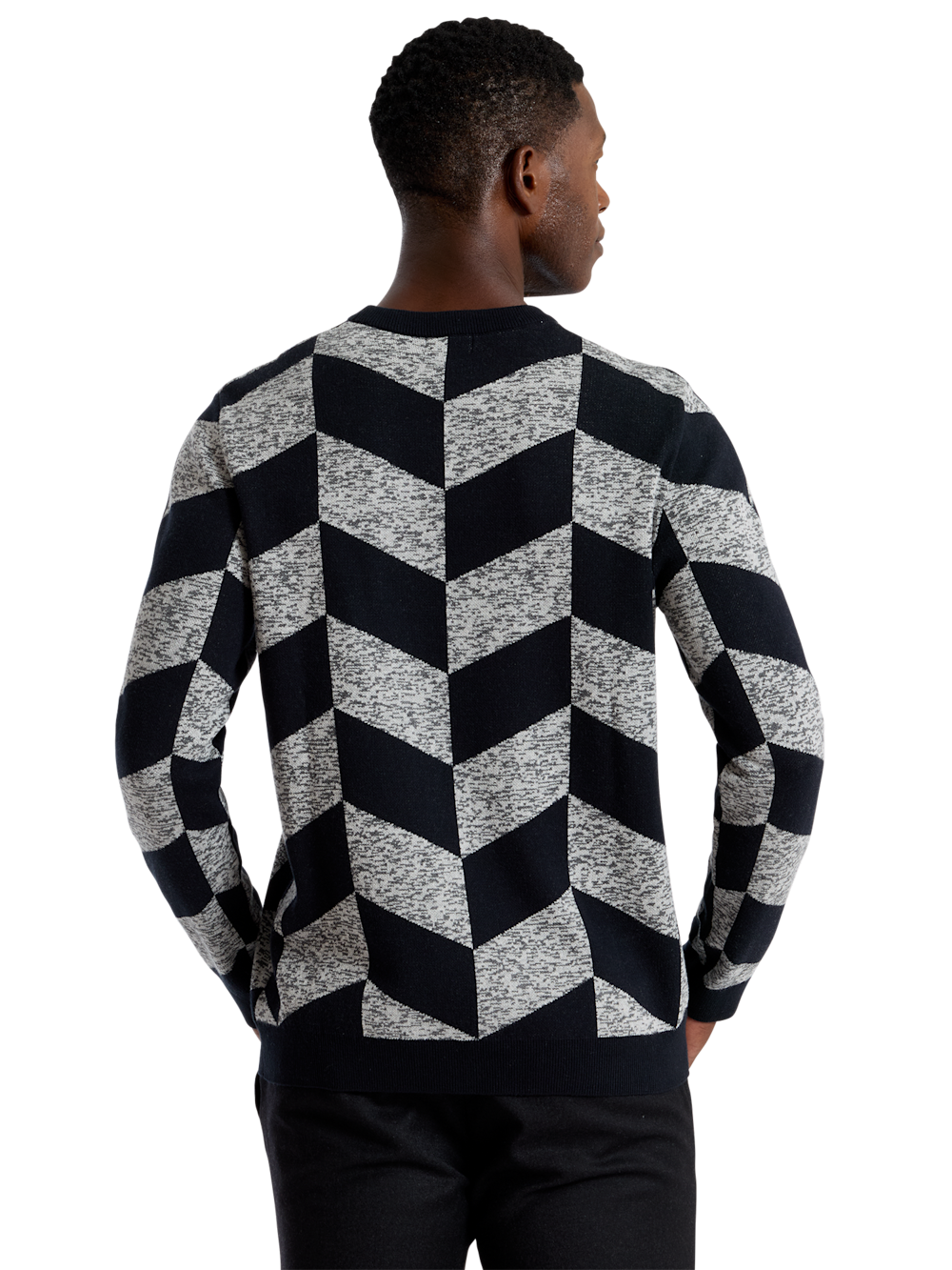 Alternate Shot of Men's black/grey  Knitwear  - 3