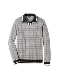 Cotton Johnny Collar Sweater - Black/White