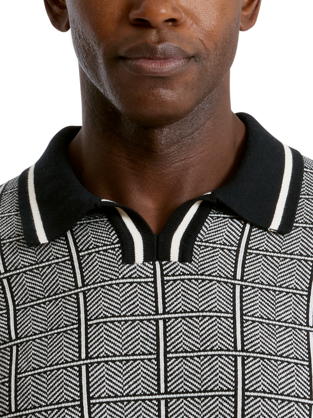 Alternate Shot of Men's black/white  Knitwear  - 2