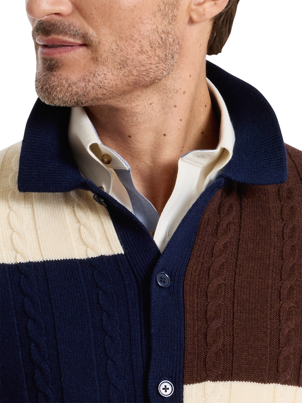Alternate Shot of Men's brown/blue  Knitwear  - 2
