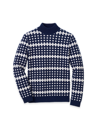 Wool Mock Neck Sweater - Navy