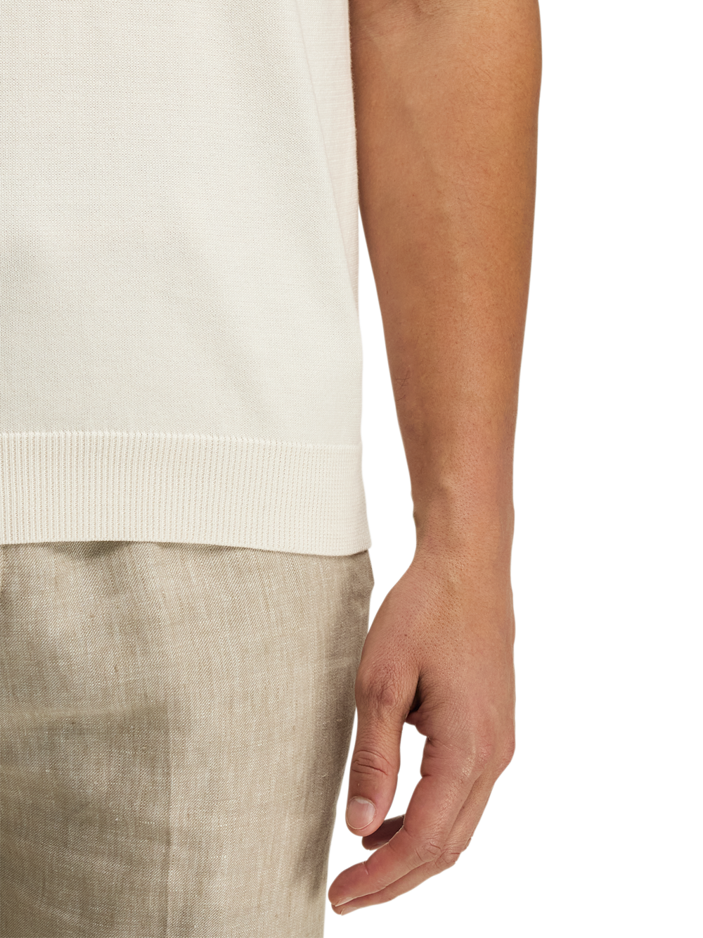 Alternate Shot of Men's Off White Solid Knitwear  - 3
