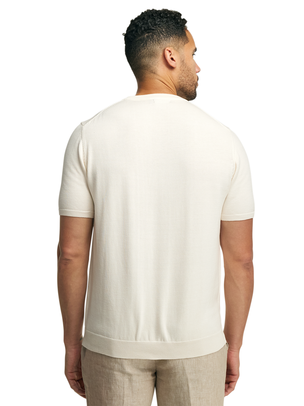 Alternate Shot of Men's Off White Solid Knitwear  - 4