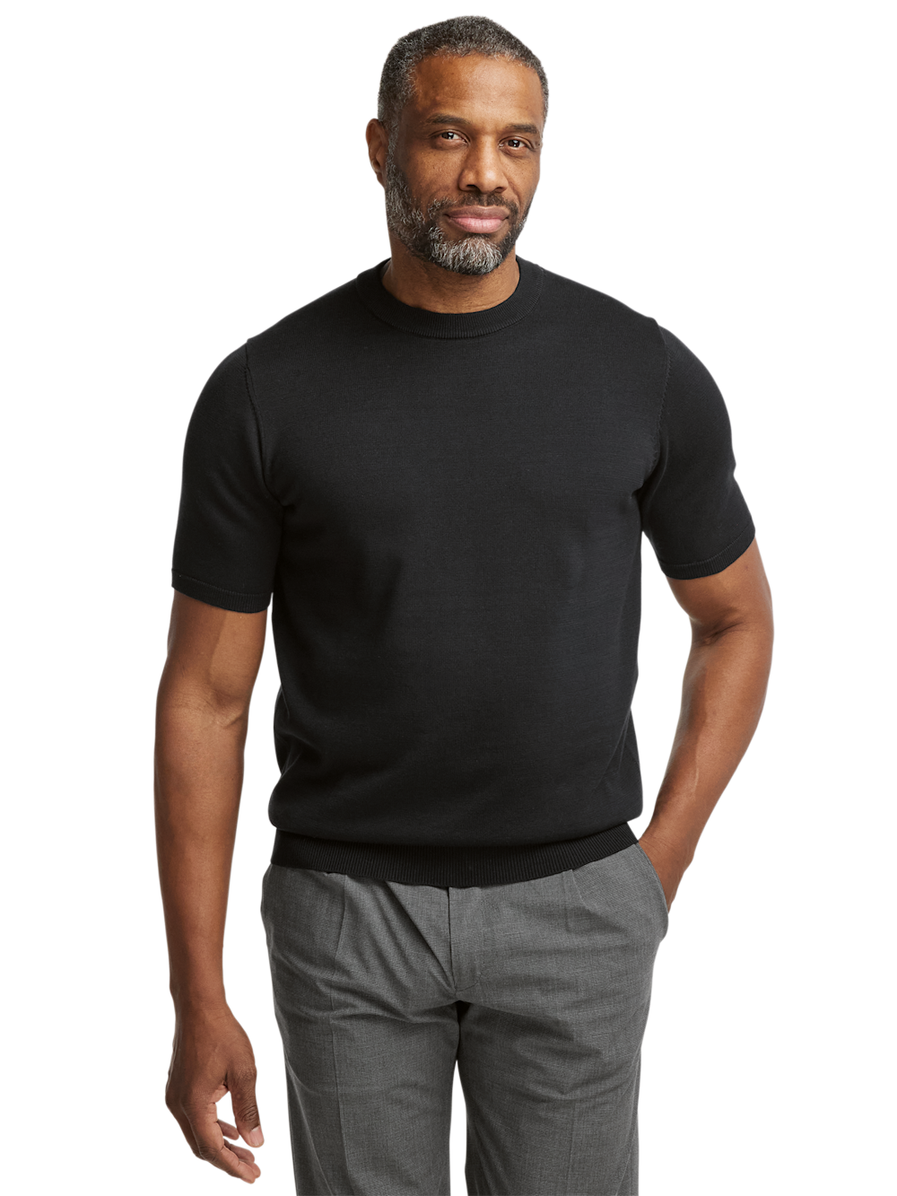Alternate Shot of Men's Black Solid Knitwear 