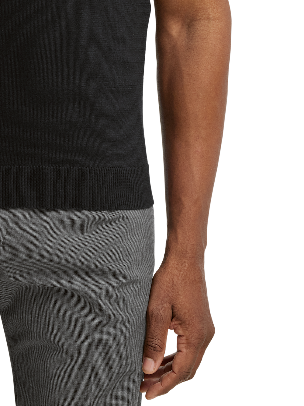 Alternate Shot of Men's Black Solid Knitwear  - 3