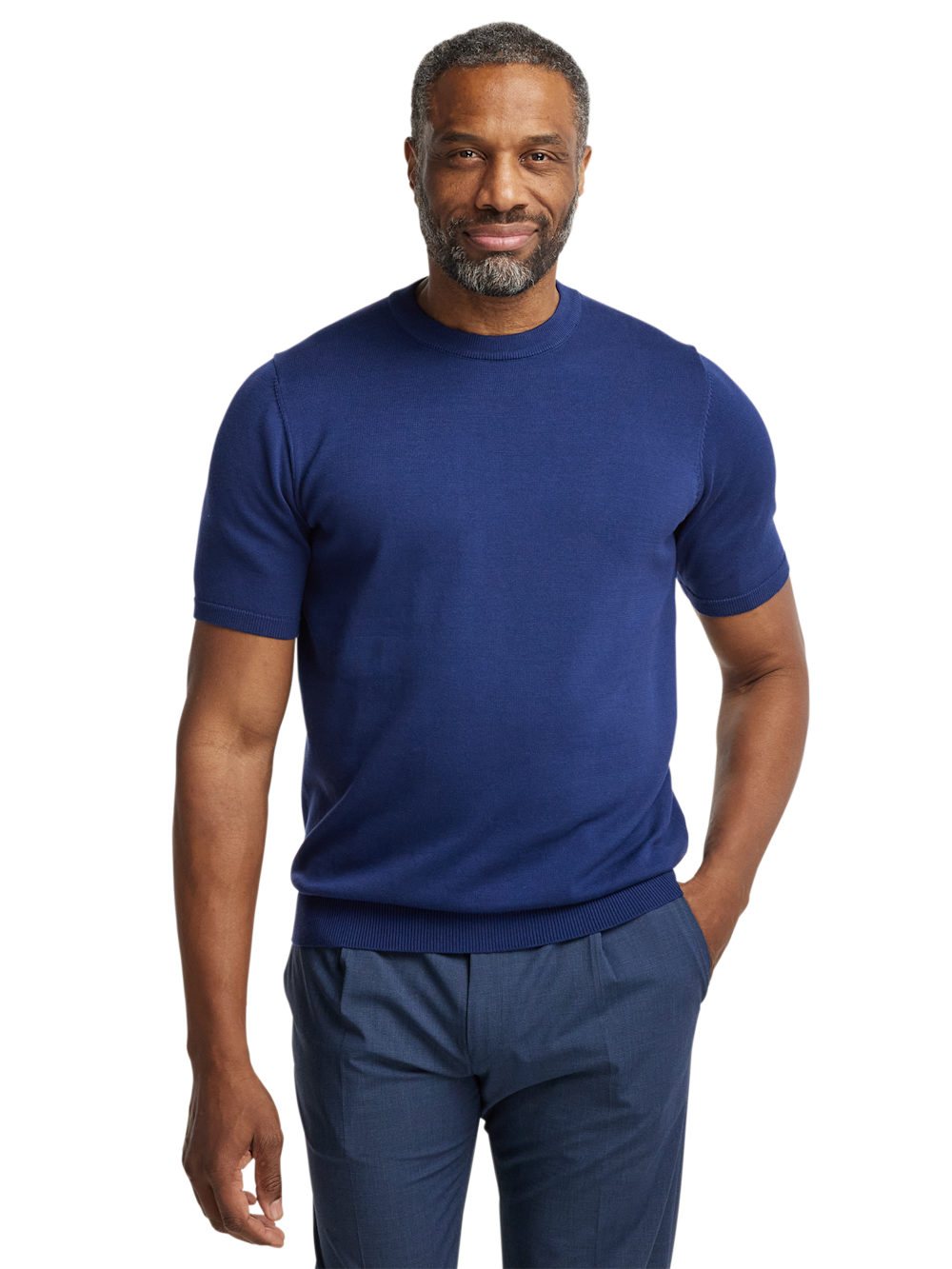 Alternate Shot of Men's Navy Solid Knitwear 