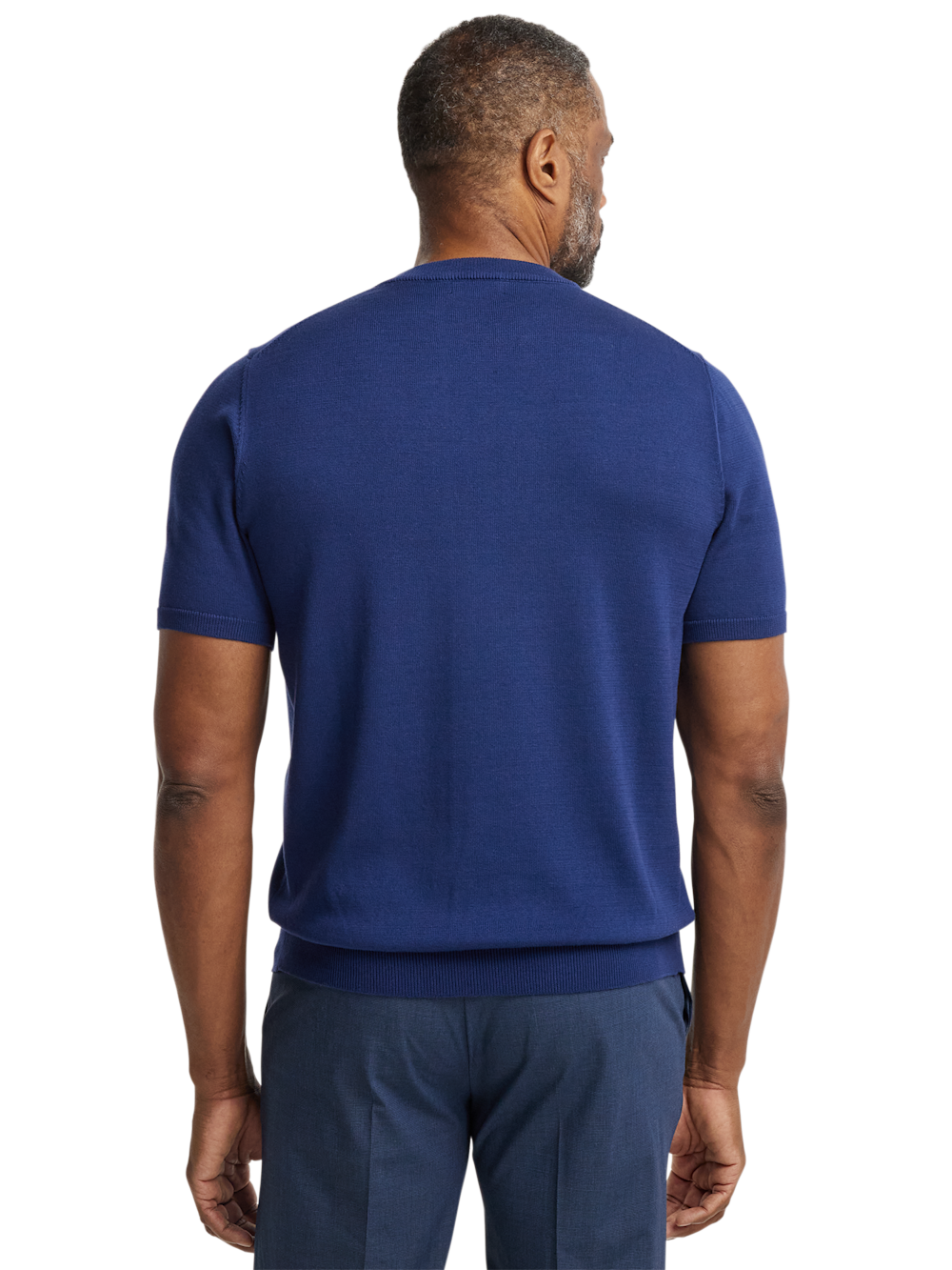 Alternate Shot of Men's Navy Solid Knitwear  - 4