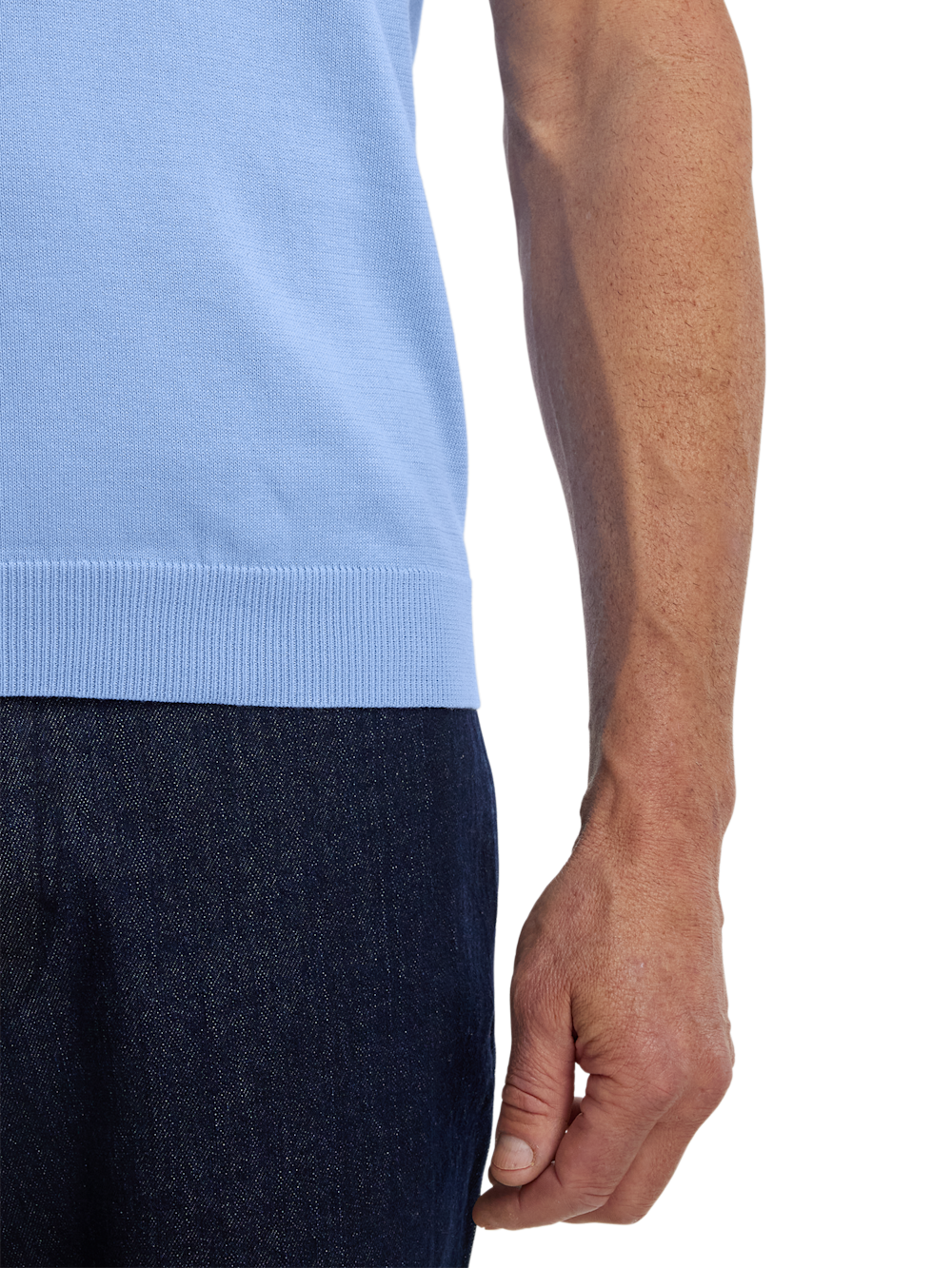 Alternate Shot of Men's Blue Solid Knitwear  - 3