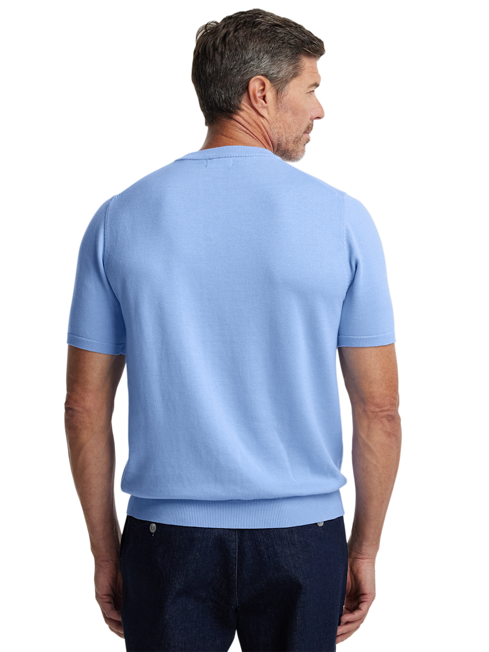 Alternate Shot of Men's Blue Solid Knitwear  - 4
