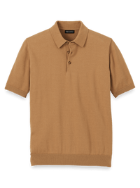 Supima Cotton Three Button Polo - Light Brown