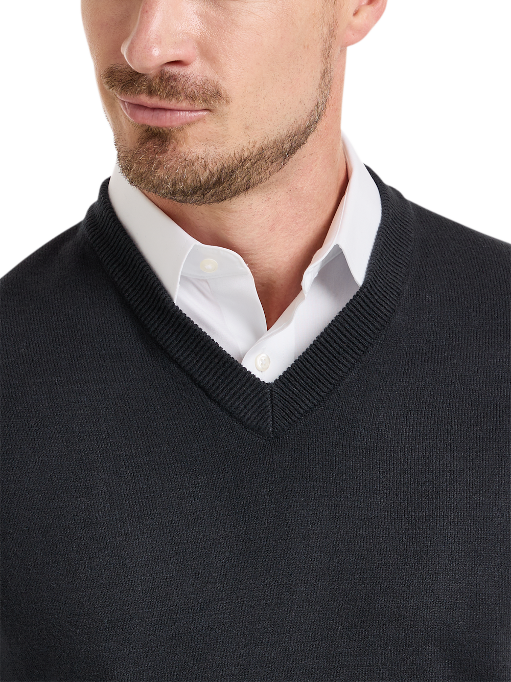 Alternate Shot of Men's Black Solid Knitwear  - 2