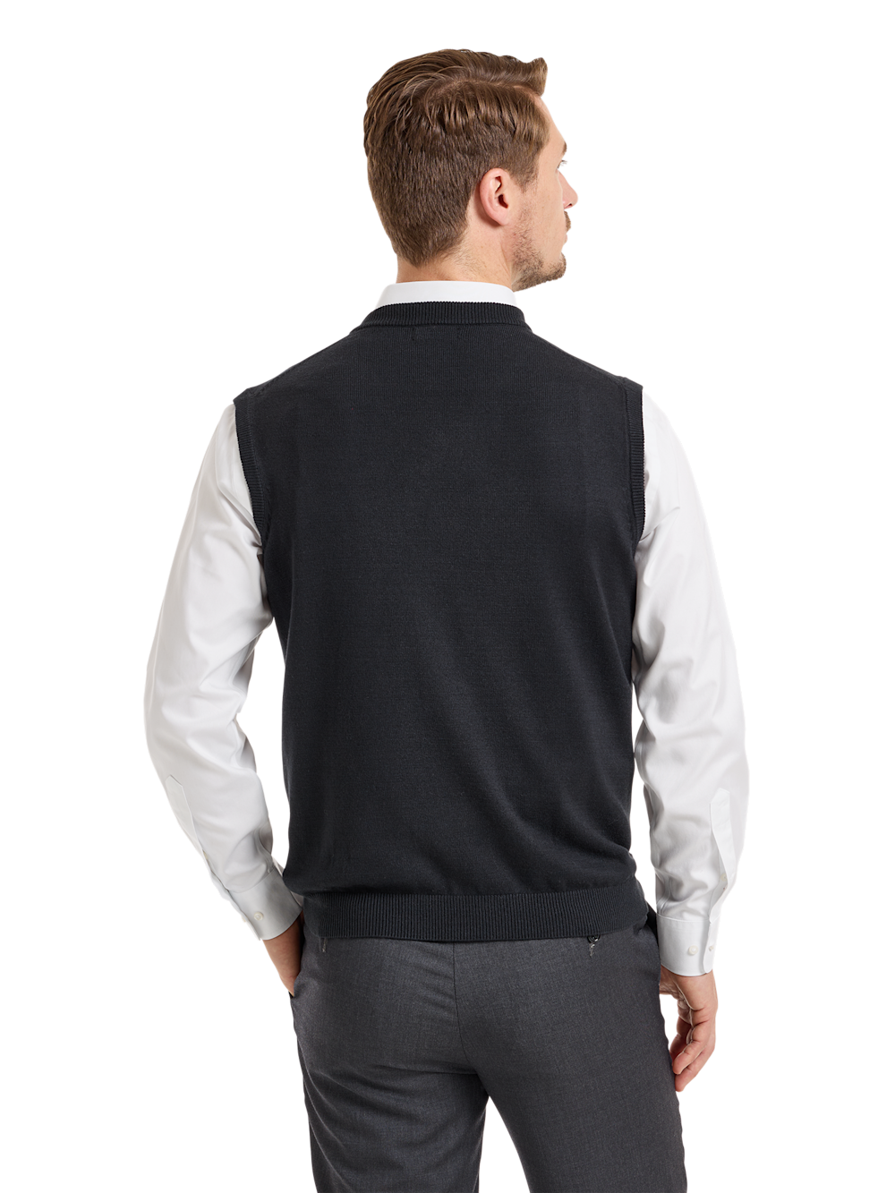 Alternate Shot of Men's Black Solid Knitwear  - 3