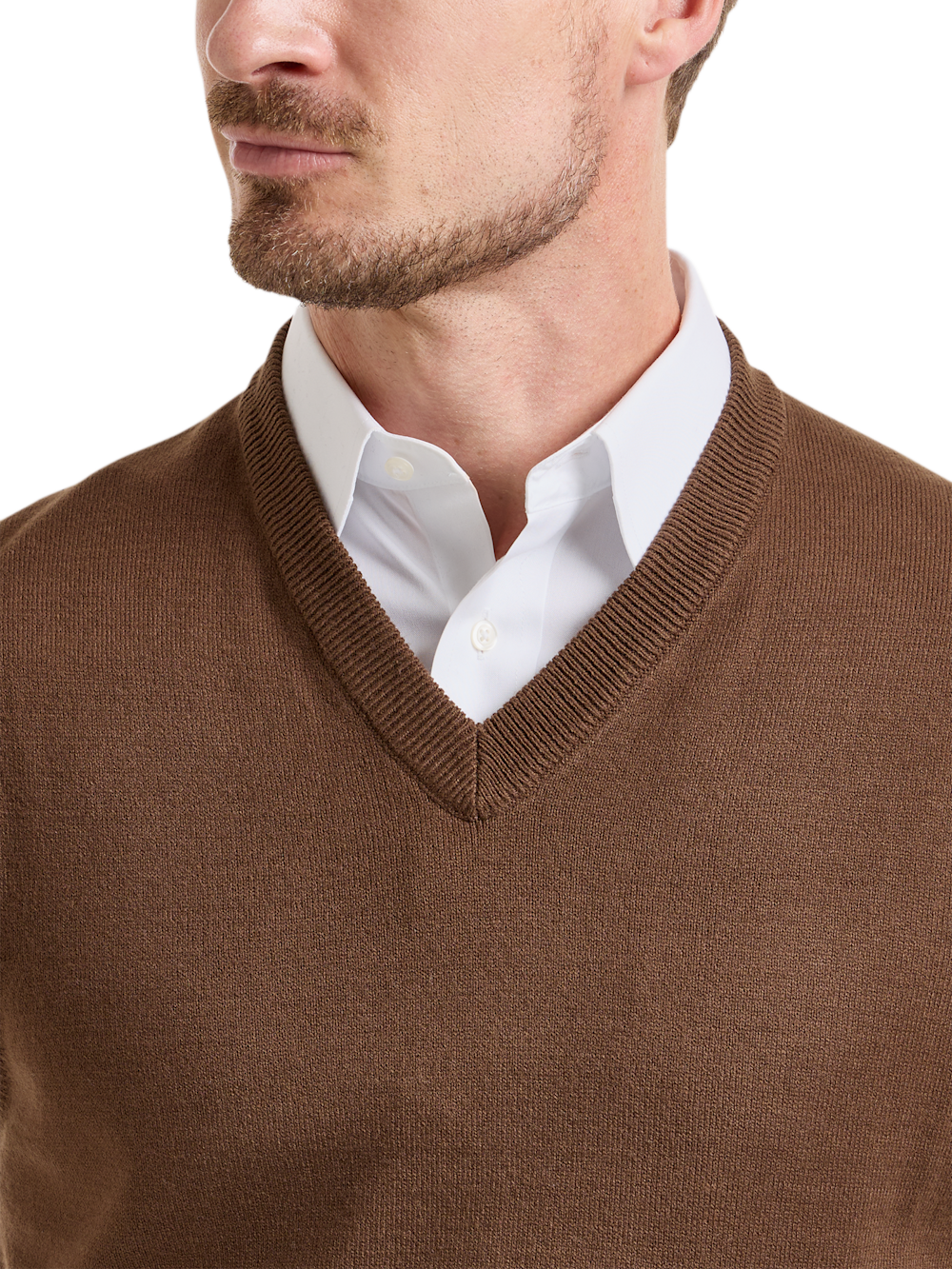 Alternate Shot of Men's Brown Solid Knitwear  - 2