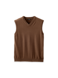 Cotton Blend Vest - Brown