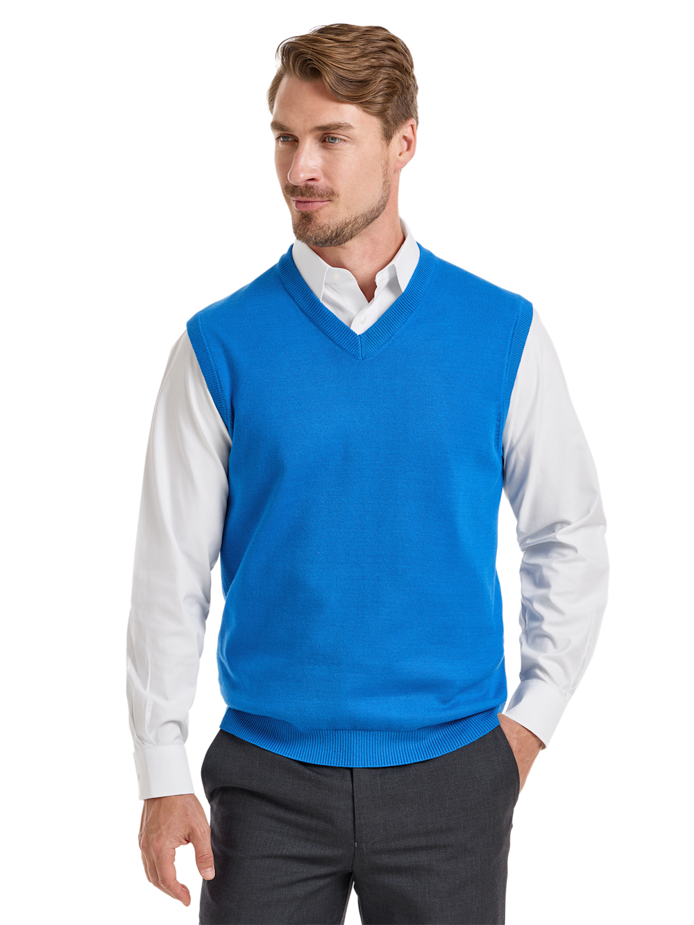 Alternate Shot of Men's Cobalt Solid Knitwear  - 1