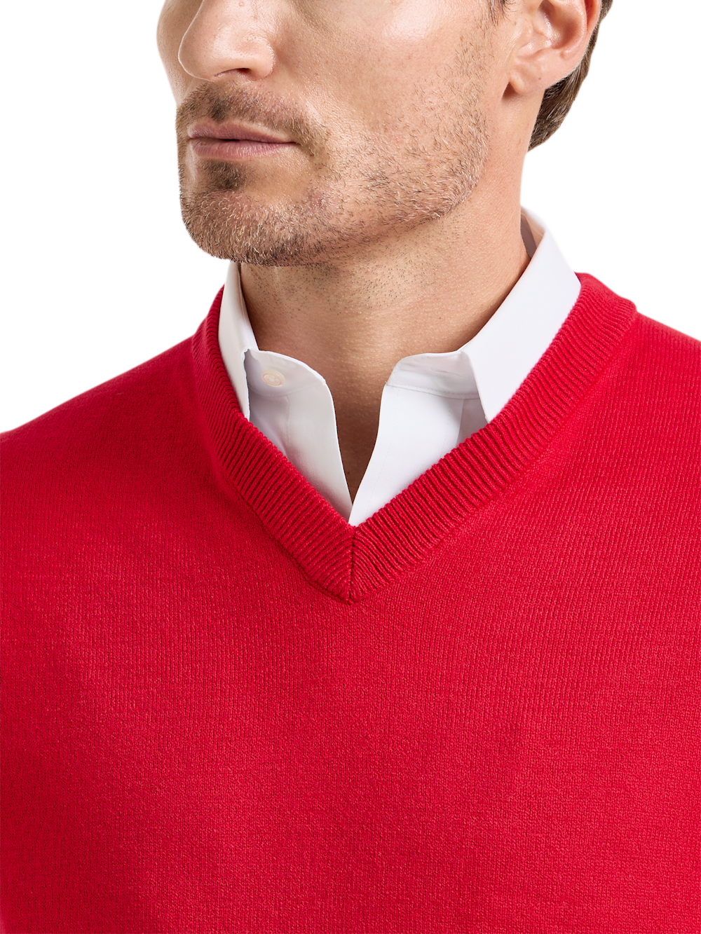 Alternate Shot of Men's Red Solid Knitwear  - 2