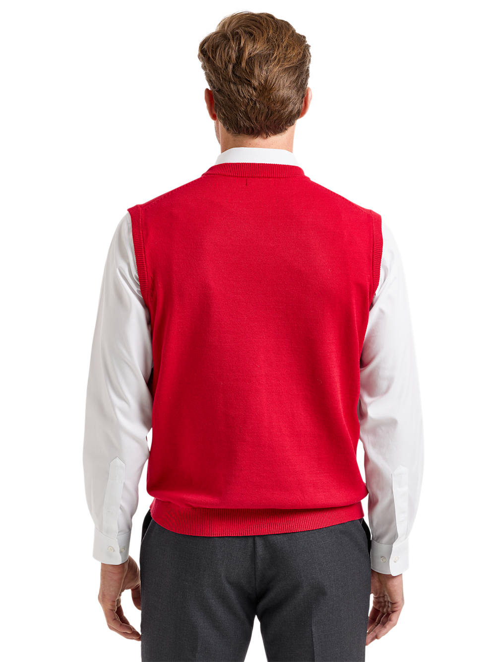 Alternate Shot of Men's Red Solid Knitwear  - 3