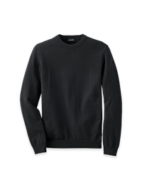 Cotton Blend Crewneck Sweater - Black