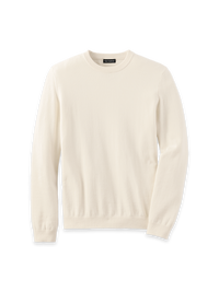 Cotton Blend Crewneck Sweater - Ivory