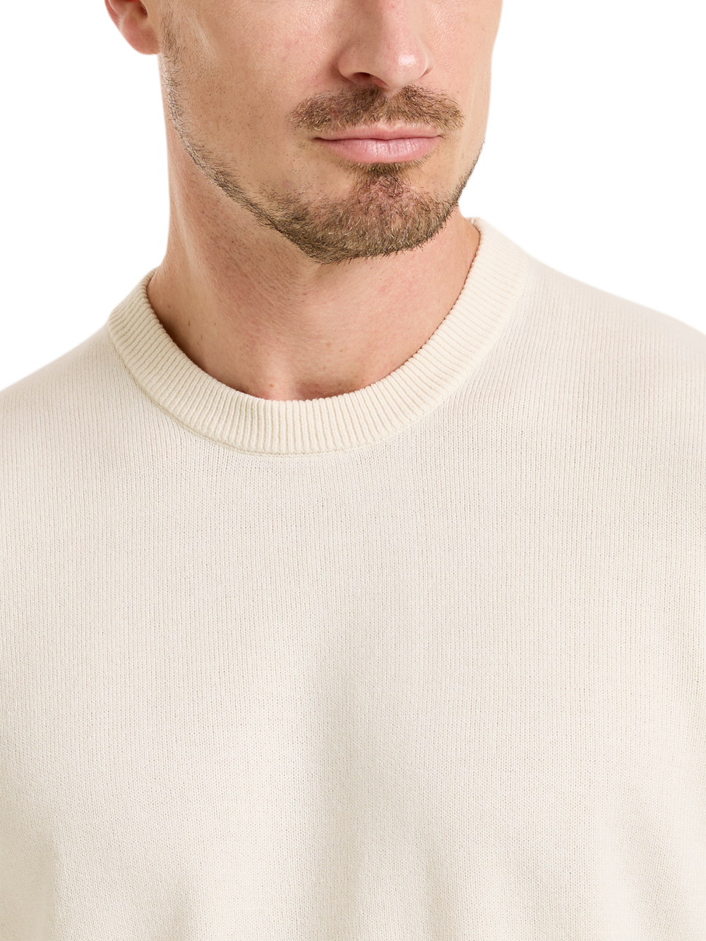 Alternate Shot of Men's Ivory Solid Knitwear  - 2