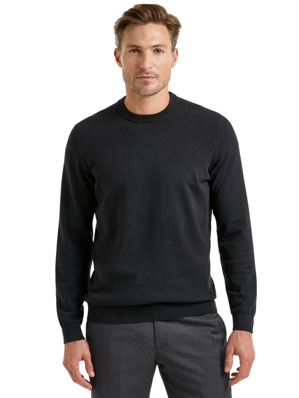 Alternate Shot of Men's Black Solid Knitwear  - 1