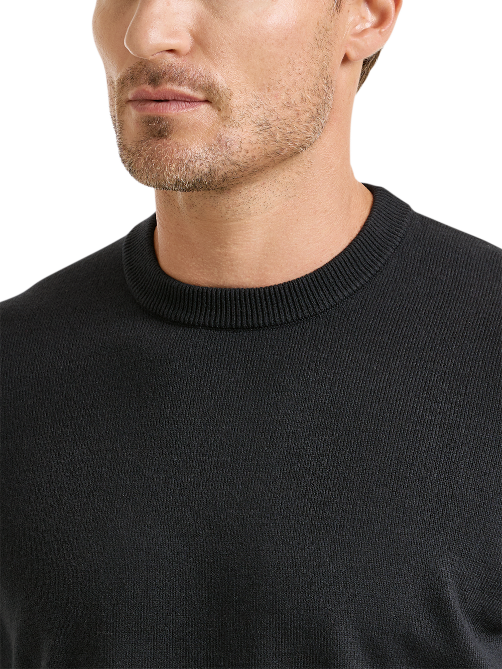Alternate Shot of Men's Black Solid Knitwear  - 2