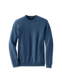 Cotton Blend Crewneck Sweater - Navy