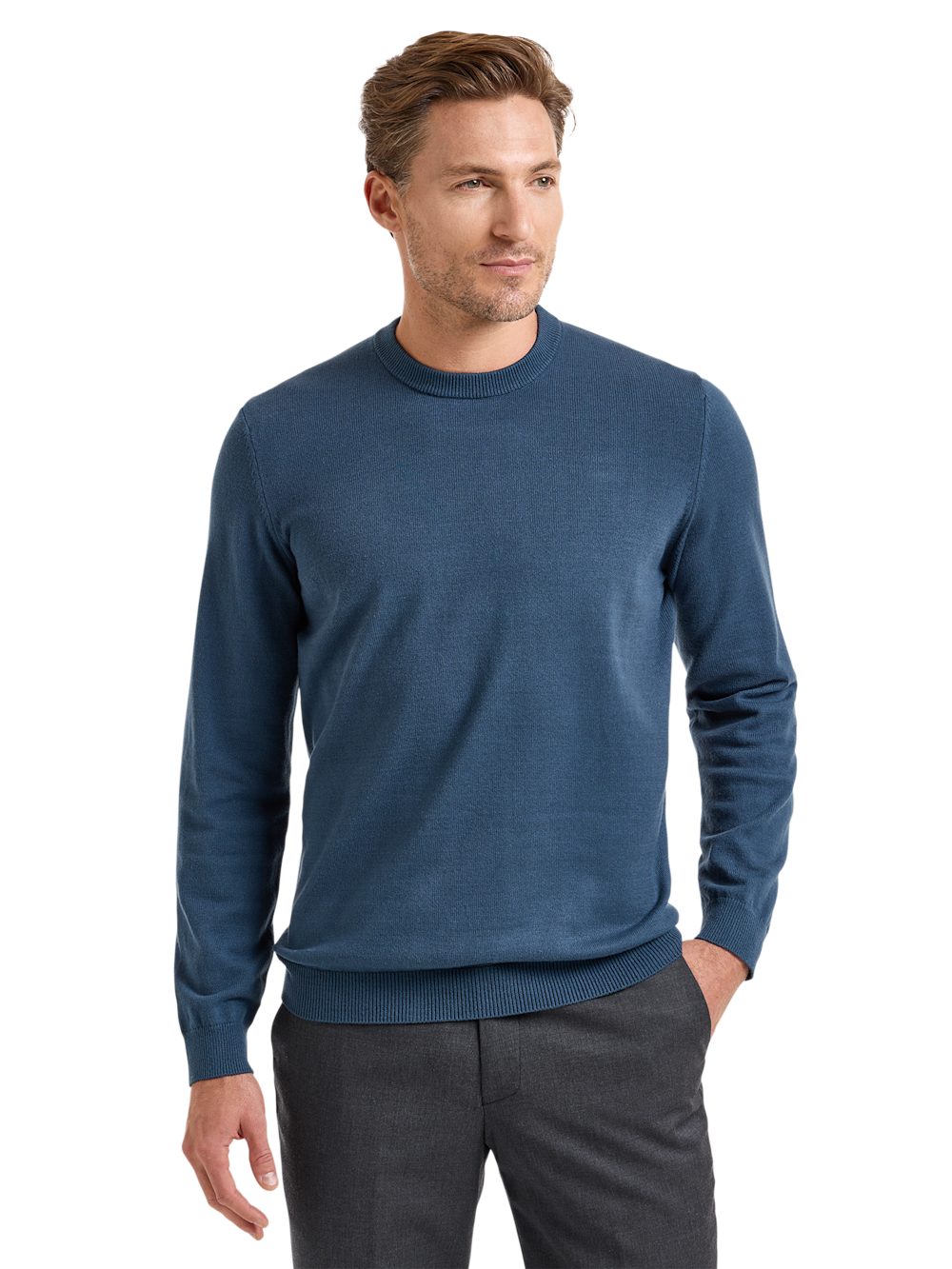 Alternate Shot of Men's Navy Solid Knitwear  - 1
