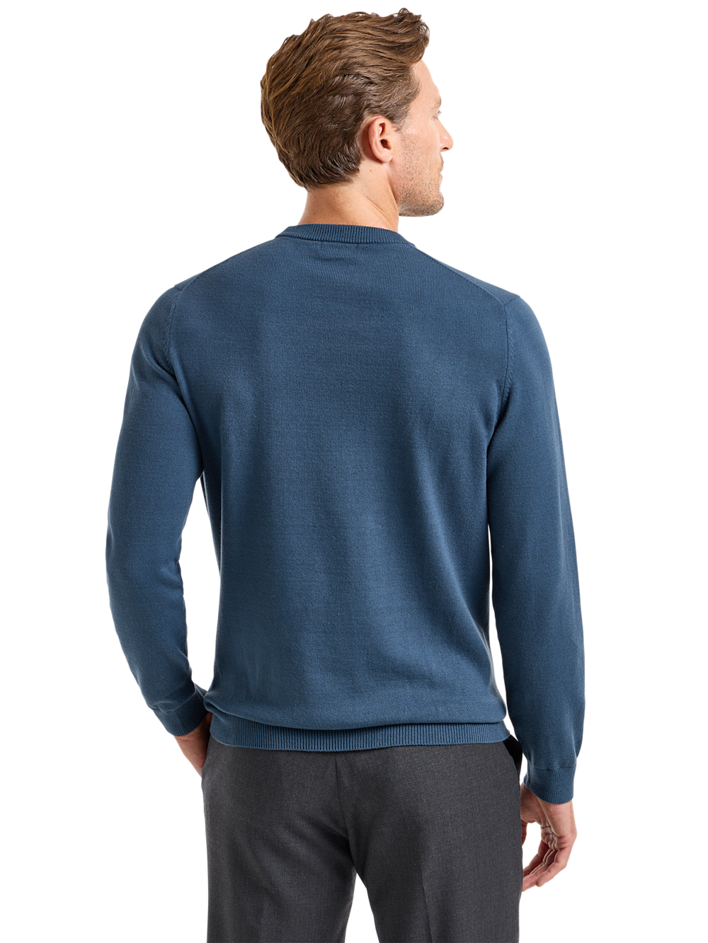 Alternate Shot of Men's Navy Solid Knitwear  - 3