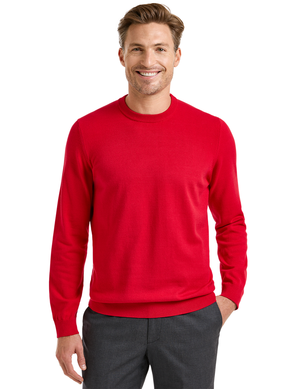 Alternate Shot of Men's Red Solid Knitwear  - 1