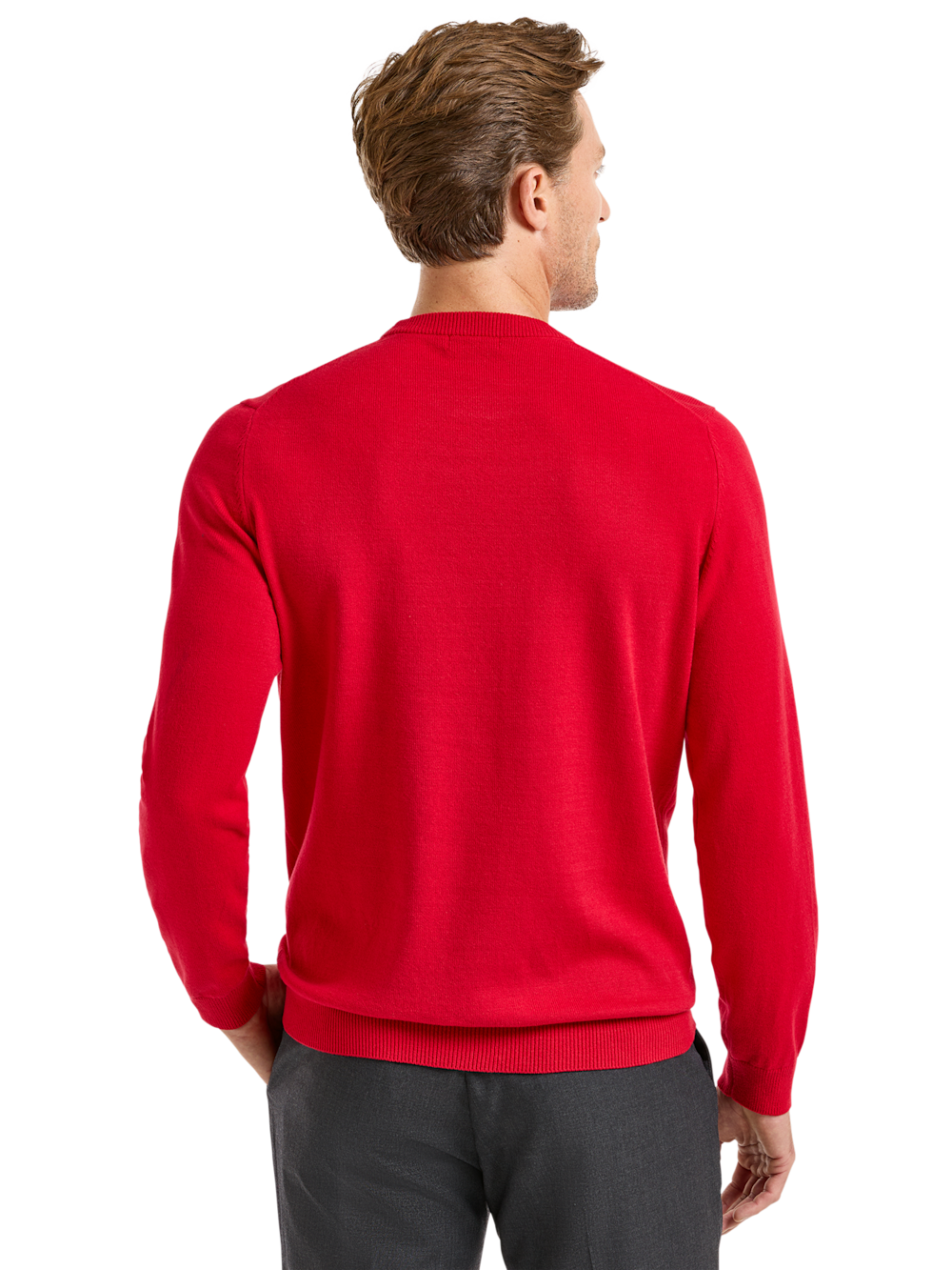 Alternate Shot of Men's Red Solid Knitwear  - 3