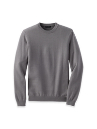 Cotton Blend Crewneck Sweater - Medium Grey