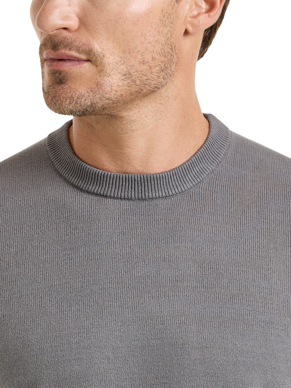 Alternate Shot of Men's Medium Grey Solid Knitwear  - 2