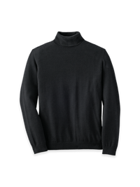 Cotton Blend Turtleneck Sweater - Black
