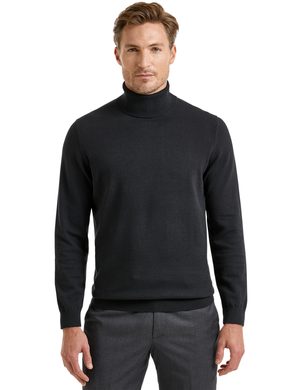 Alternate Shot of Men's Black Solid Knitwear  - 1