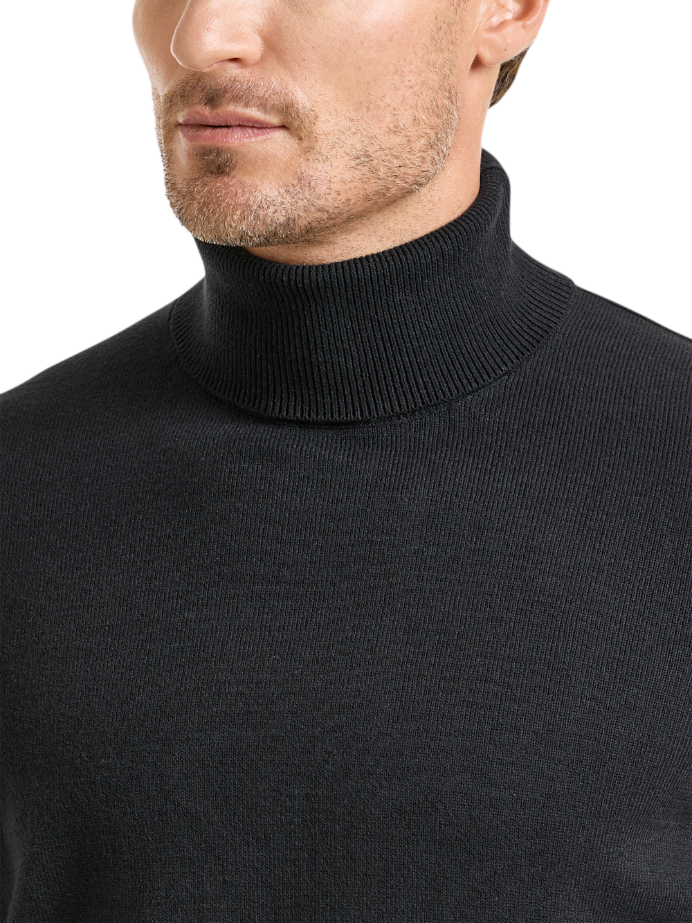Alternate Shot of Men's Black Solid Knitwear  - 2