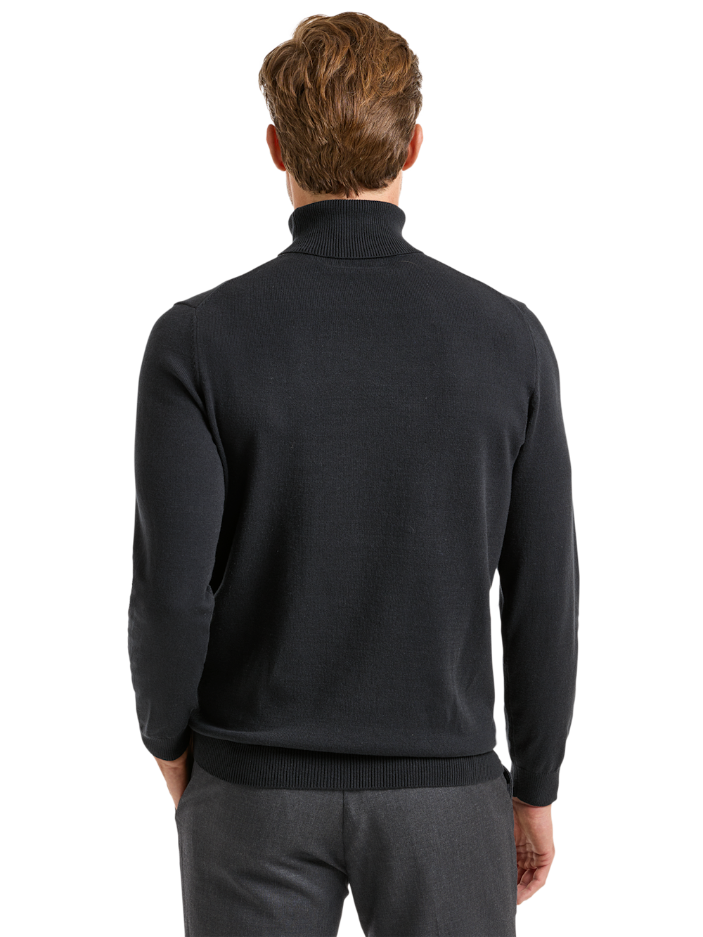 Alternate Shot of Men's Black Solid Knitwear  - 3