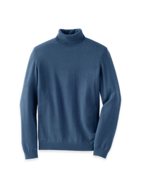 Cotton Blend Turtleneck Sweater - Navy