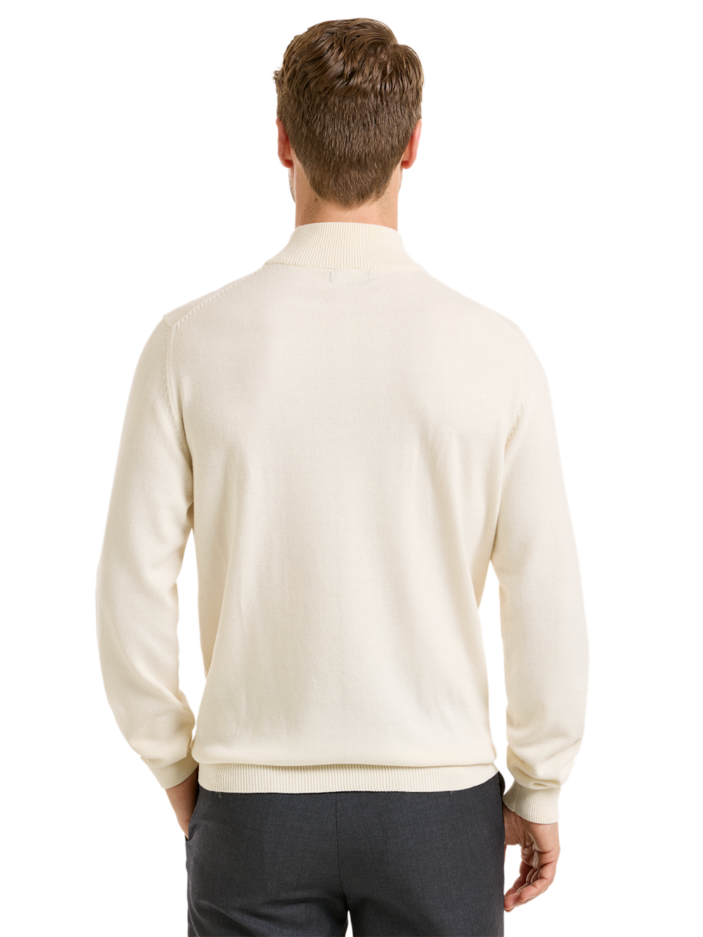 Alternate Shot of Men's Ivory Solid Knitwear  - 3