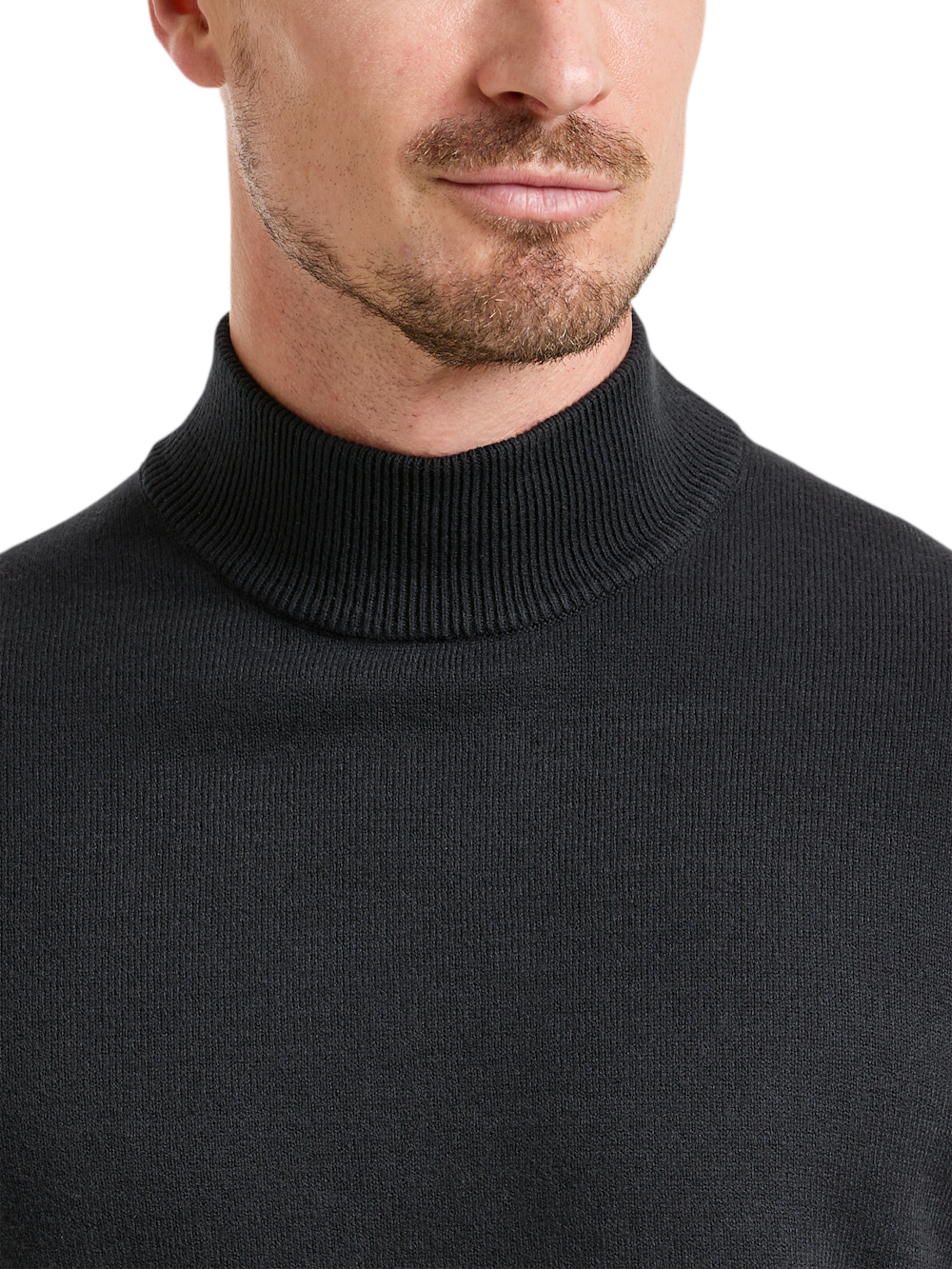 Alternate Shot of Men's Black Solid Knitwear  - 2