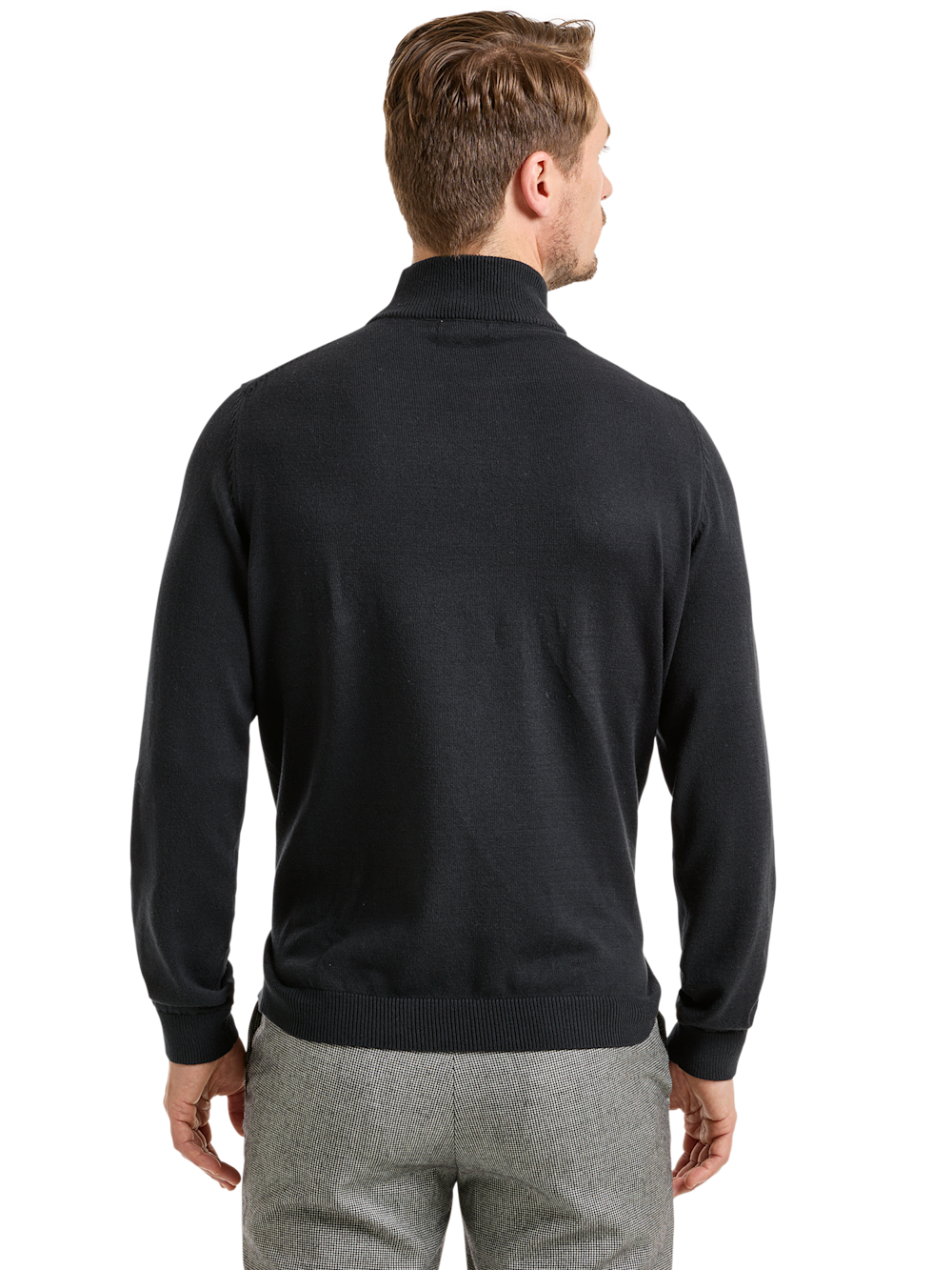 Alternate Shot of Men's Black Solid Knitwear  - 3