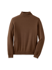 Cotton Blend Mockneck Sweater - Brown