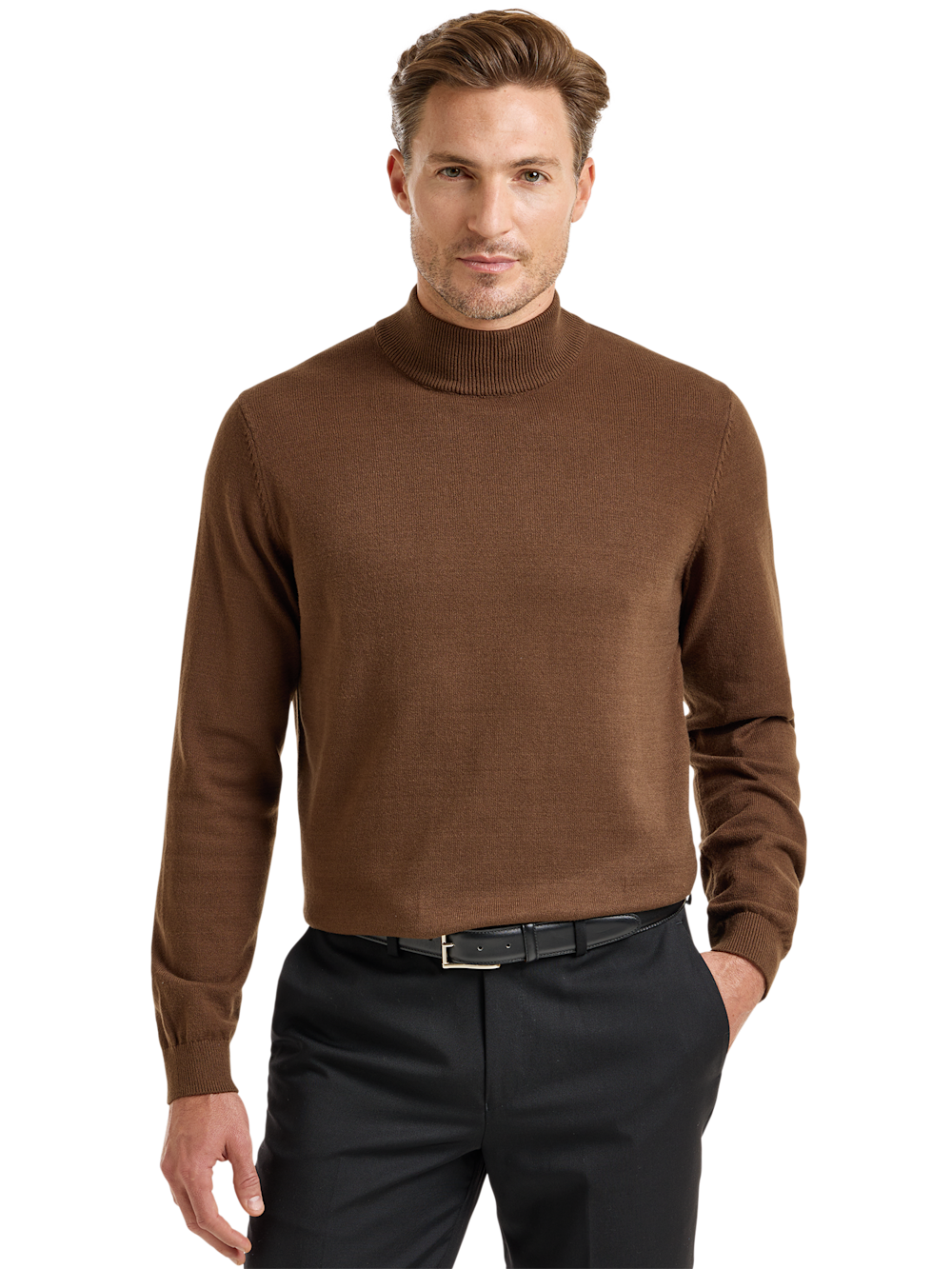 Alternate Shot of Men's Brown Solid Knitwear  - 1