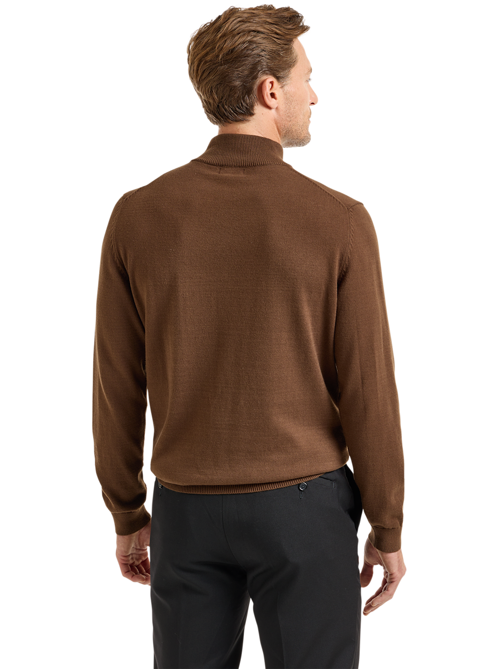 Alternate Shot of Men's Brown Solid Knitwear  - 3