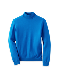 Cotton Blend Mockneck Sweater - Cobalt