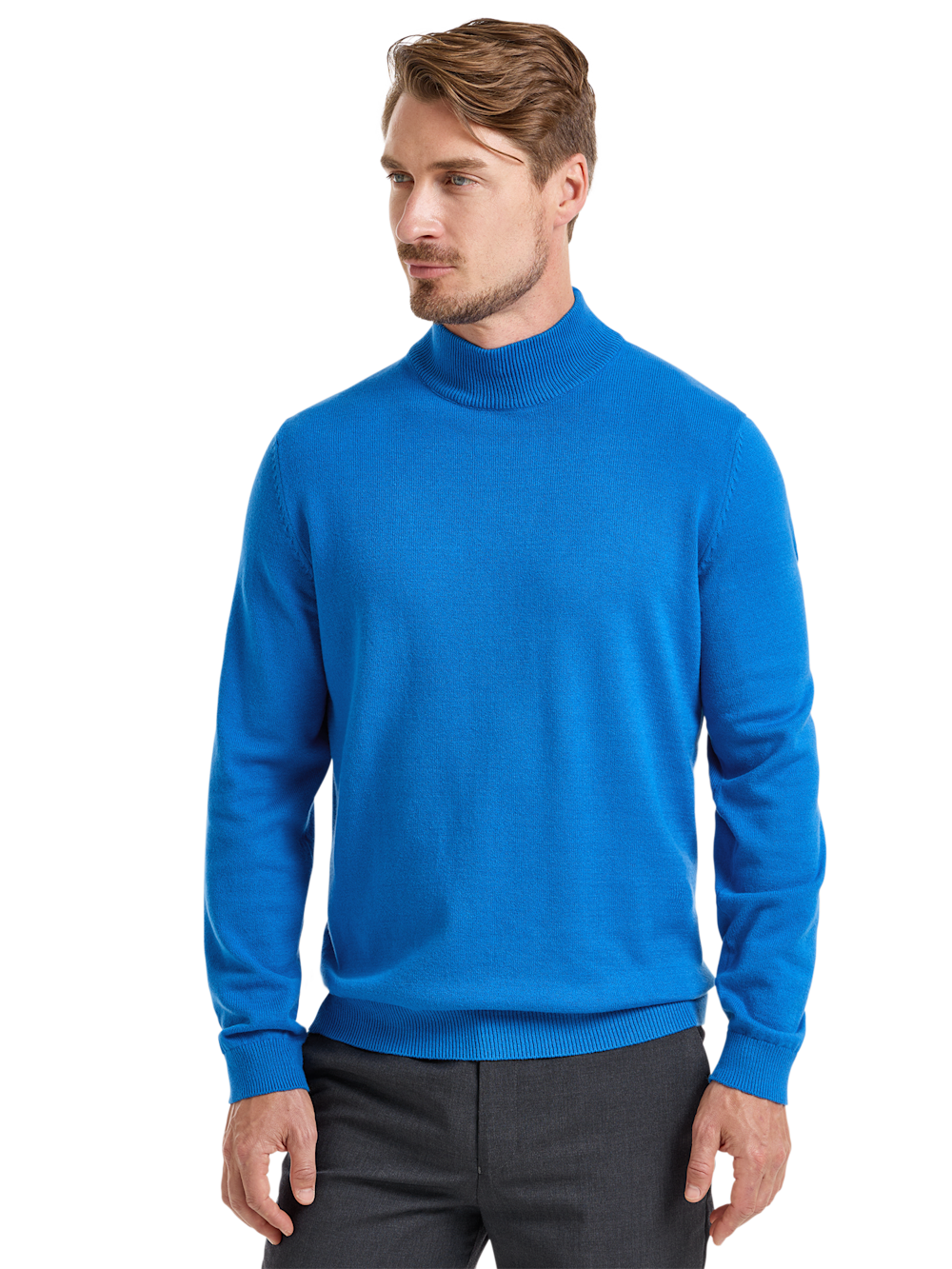 Alternate Shot of Men's Cobalt Solid Knitwear  - 1